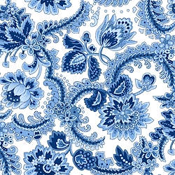 Blue - Scrolly Floral